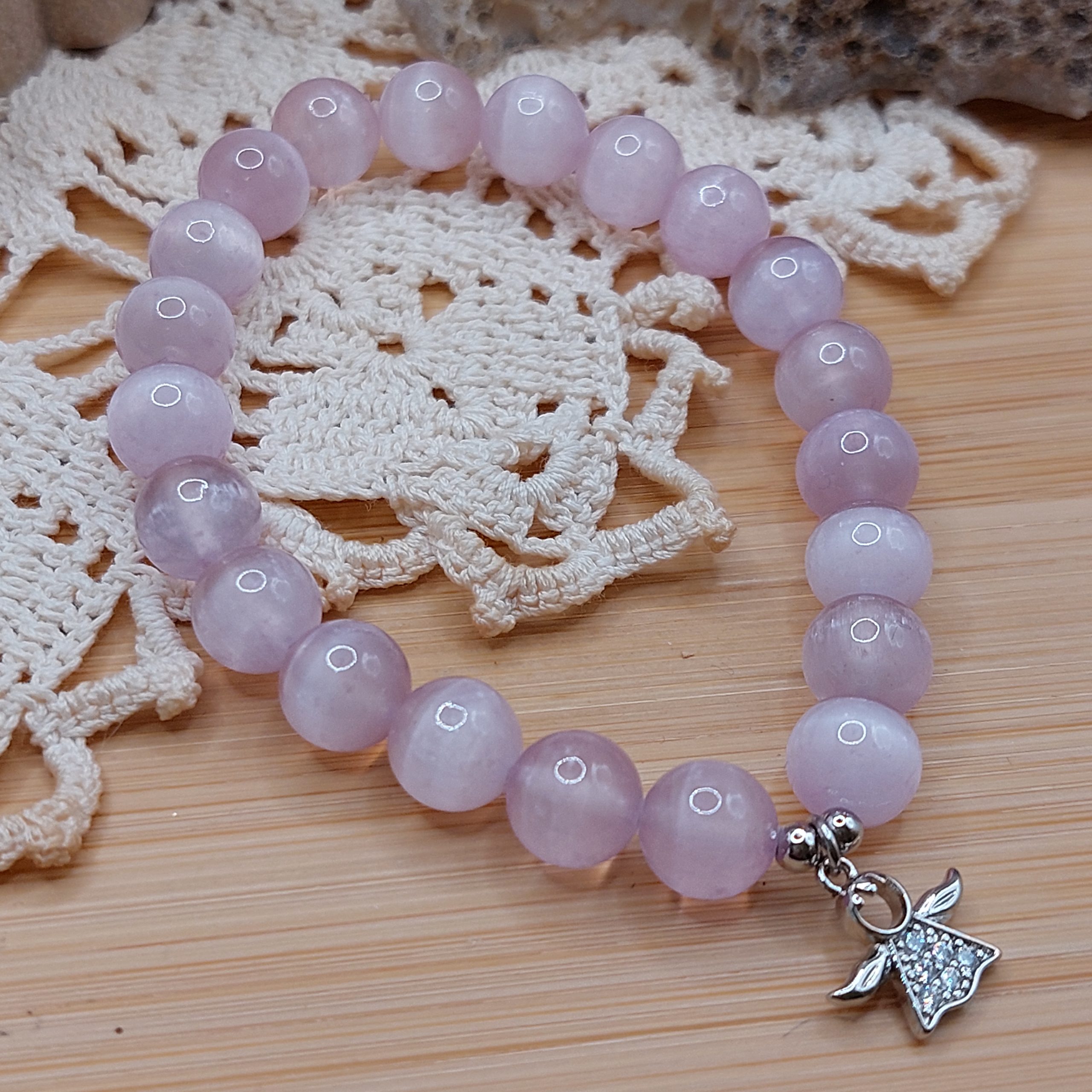Náramok ELYSEN z minerálu SELENIT lavender MC-B-1058 – Obrázok 2