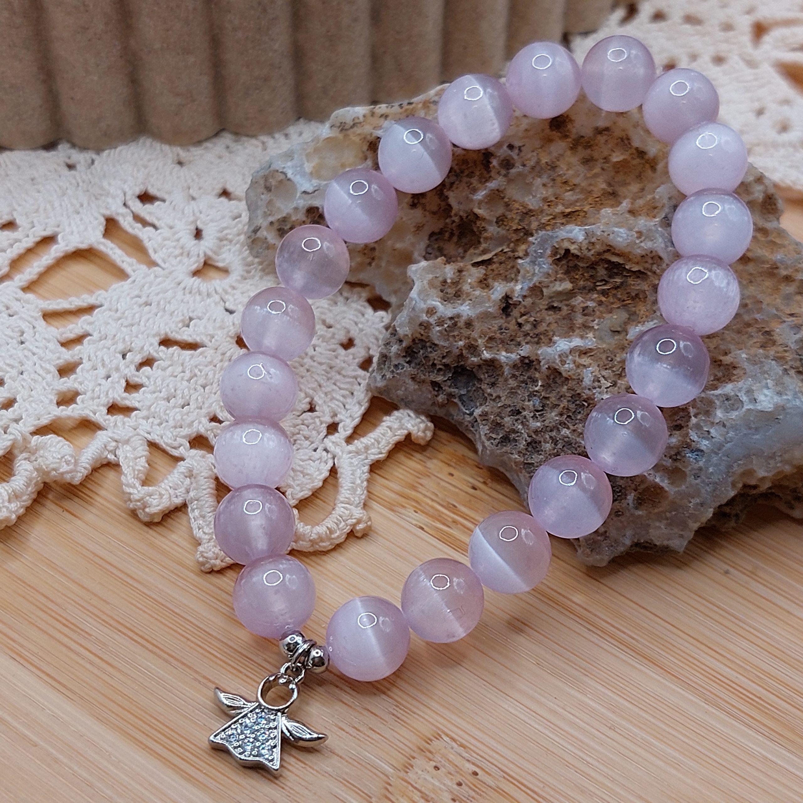Náramok ELYSEN z minerálu SELENIT lavender MC-B-1058 – Obrázok 3