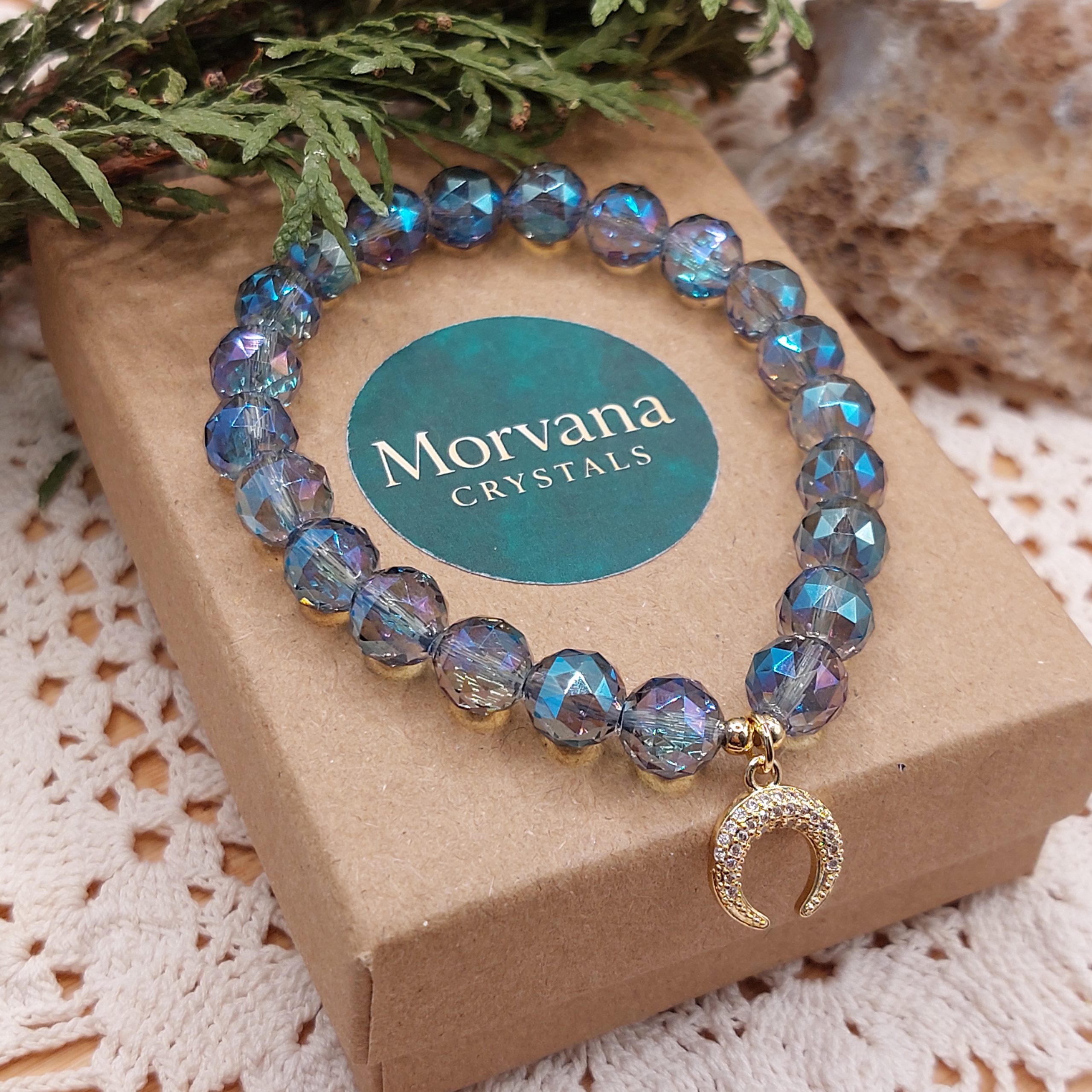 Náramok LUNARA z minerálu KRIŠTÁĽ AQUA AURA MC-B-1093